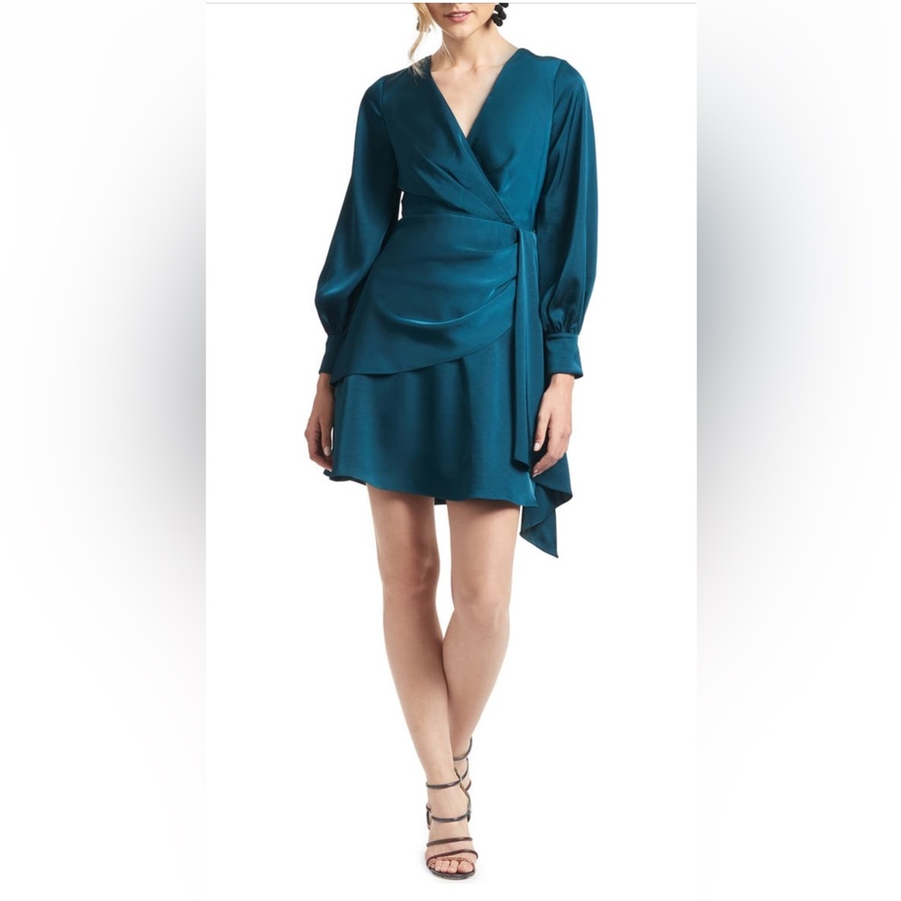 Sachin & Babi Daria Long Sleeve Wrap Dress Bottle Green‎